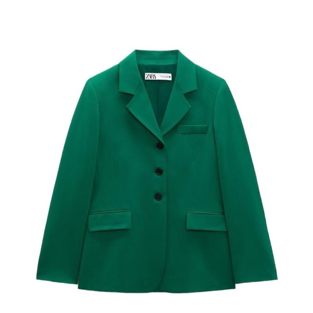 ZARA WOOL BLEND STRAIGHT BLAZER GREEN SIZE XS, L | 2747/408